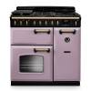 Rangemaster CLDL90DFPHTHAB1 90cm Classic Deluxe Dual Fuel Range Cooker in Heather with Antique Brass Trim