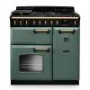 Rangemaster CLDL90DFPMGRAB1 90cm Classic Deluxe Dual Fuel Range Cooker in Mineral Green with Antique Brass Trim