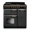 Rangemaster CLDL90DFPSLTAB1 90cm Classic Deluxe Dual Fuel Range Cooker in Slate with Antique Brass Trim