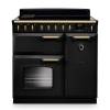 Rangemaster CLDL90EIPCBLAB1 90cm Classic Deluxe Induction Range Cooker in Charcoal Black with Antique Brass Trim