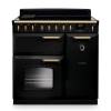 Rangemaster CLDL90EIPGBLAB1 90cm Classic Deluxe Induction Range Cooker in Gloss Black with Antique Brass Trim
