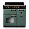 Rangemaster CLDL90EIPMGRAB1 90cm Classic Deluxe Induction Range Cooker in Mineral Green with Antique Brass Trim