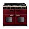 Rangemaster CLDLB110DFPBORAB1 Classic Deluxe 110cm dual fuel range cooker in Bordeaux with antique brass trim