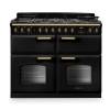 Rangemaster CLDLB110DFPCBLAB1 110cm Classic Deluxe Dual Fuel Range Cooker in Charcoal black with Antique Brass Trim