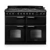 Rangemaster CLDLB110DFPCBLCM1 Classic Deluxe 110cm dual fuel range cooker in charcoal black with chrome trim
