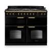 Rangemaster CLDLB110DFPGBLAB1 Classic Deluxe 110cm dual fuel range cooker in gloss black with antique brass trim