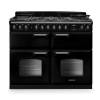 Rangemaster CLDLB110DFPGBLCM1 Classic Deluxe 110cm dual fuel range cooker in gloss black with chrome trim