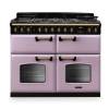 Rangemaster CLDLB110DFPHTHAB1 Classic Deluxe 110cm dual fuel range cooker in heather with antique brass trim