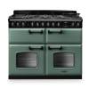 Rangemaster CLDLB110DFPMGRCM1 Classic Deluxe 110cm dual fuel range cooker in mineral green with chrome trim