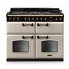 Rangemaster CLDLB110DFPPCRAB1 Classic Deluxe 110cm dual fuel range cooker in pale cream with antique brass trim