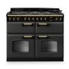Rangemaster CLDLB110DFPSLTAB1 Classic Deluxe 110cm dual fuel range cooker in slate with antique brass trim