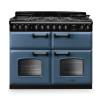 Rangemaster CLDLB110DFPSTBCM1 Classic Deluxe 110cm dual fuel range cooker in stone blue with chrome trim