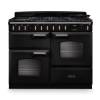 Rangemaster CLDLO110DFPCBLCM1 Classic Deluxe 110cm dual fuel range cooker in charcoal black with chrome trim