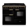 Rangemaster CLDLO110DFPGBLAB1 110cm Classic Deluxe Dual Fuel Range Cooker in Gloss Black and Antique Brass Trim