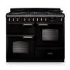 Rangemaster CLDLO110DFPGBLCM1 Classic Deluxe 110cm dual fuel range cooker in gloss black with chrome trim