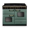 Rangemaster CLDLO110DFPMGRAB1 110cm Classic Deluxe Dual Fuel Range Cooker in CMineral Green and Antique Brass Trim