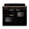 Rangemaster CLDLO110EIPGBLAB1 110cm Classic Deluxe Induction Range Cooker in Gloss Black with Antique Brass Trim