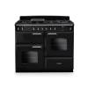 Rangemaster CLO110DFPGBLCM1 Classic 110cm dual fuel range cooker in gloss black with chrome trim