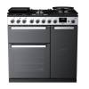 Rangemaster EDDL90DFGBLKCM1 90cm Edge Deluxe Dual Fuel Black Glass Chrome Range Cooker 15796