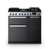 Rangemaster EDDL90DFGBLKCM1 90cm Edge Deluxe Dual Fuel Black Glass Chrome Range Cooker 15796