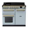 Rangemaster ESDL100EIPMSBAB1 - 100cm Estel Deluxe Induction Misty Blue Antique Brass Range Cooker 18092