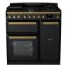 Rangemaster ESDL90DFPGBLAB1 - 90cm Estel Deluxe Dual Fuel Black Glass Antique Brass Range Cooker 18032