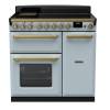 Rangemaster ESDL90EIPMSBAB1 - 90cm Estel Deluxe Induction Misty Blue Antique Brass Range Cooker 18057