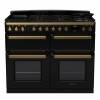 Rangemaster ESDLB110DFPGBLAB1 - 110cm Estel Deluxe Dual Fuel Gloss Black Antique Brass Range Cooker 18144