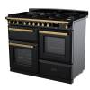Rangemaster Estel Deluxe 110 Dual Fuel Gloss Black Antique Brass Range Cooker