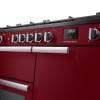 Rangemaster Professional 100 Bordeaux Dual Fuel Range Cooker close-up view of control knobs and LED touch display fascia