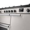 Rangemaster Professional 100 Ivory Dual Fuel Range Cooker close-up view of control knobs and LED touch display fascia