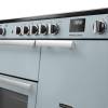 Rangemaster Professional 100 Misty Blue Induction Range Cooker close-up view of control knobs and LED touch display fascia