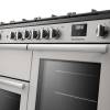 Rangemaster Professional 110 Ivory Dual Fuel Range Cooker close-up view of control knobs and LED touch display fascia