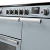 Rangemaster Professional 90 Misty Blue Induction Range Cooker close-up view of control knobs and LED touch display fascia