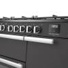 Rangemaster Professional Deluxe 100 Slate Dual Fuel Range Cooker close-up view of control knobs and LED touch display fascia