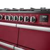Rangemaster Professional Deluxe 110 Bordeaux Dual Fuel Range Cooker close-up view of control knobs and LED touch display fascia
