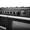 Rangemaster Professional Deluxe 110 Charcoal Black Dual Fuel Range Cooker close-up view of control knobs and LED touch display fascia