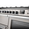 Rangemaster Professional Deluxe 110 Ivory Dual Fuel Range Cooker close-up view of control knobs and LED touch display fascia