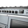 Rangemaster Professional Deluxe 110 Misty Blue Dual Fuel Range Cooker close-up view of control knobs and LED touch display fascia