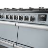 Rangemaster Professional Deluxe 110 Misty Blue Dual Fuel Range Cooker close-up view of control knobs and LED touch display fascia