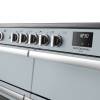 Rangemaster Professional Deluxe 110 Misty Blue Induction Range Cooker close-up view of control knobs and LED touch display fascia