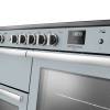 Rangemaster Professional Deluxe 110 Misty Blue Induction Range Cooker close-up view of control knobs and LED touch display fascia