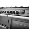 Rangemaster Professional Deluxe 110 Stainless Steel Dual Fuel Range Cooker close-up view of control knobs and LED touch display fascia