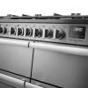 Rangemaster Professional Deluxe 110 Stainless Steel Dual Fuel Range Cooker close-up view of control knobs and LED touch display fascia