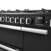 Rangemaster Professional Deluxe 90 Charcoal Black Dual Fuel Range Cooker close-up view of control knobs and LED touch display fascia
