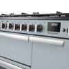 Rangemaster Professional Deluxe 90 Misty Blue Dual Fuel Range Cooker close-up view of control knobs and LED touch display fascia