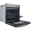 Side open view of Indesit IO232HXUK with tilting grill and manual dial controls