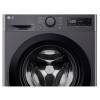 Space-saving LG washer in modern slate grey finish showing control panel
