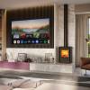 Stovax Riva2 40 Freestanding stove with clear glass view in a modern room setting