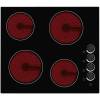 Top view of Culina UBCH60KCR 60cm black glass ceramic hob with 4 zones and right-hand rotary controls
